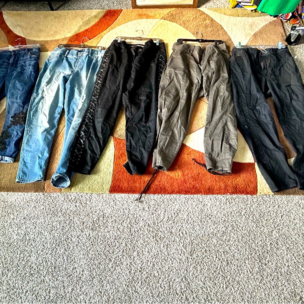 Lane Bryant Bundle,4 pairs, Women's Plus Size 20 Jeans, Blue, Black, Olive